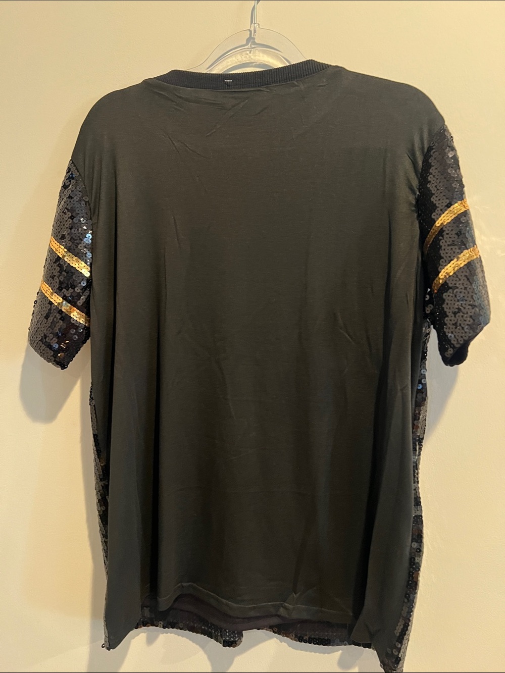 Women’s Black Sequin 'Blessed 10' Short Sleeve Top - Picture 4 of 4